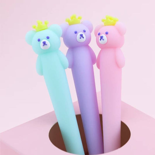 Fancy Bear Crown Silicon Black Gel Pen
