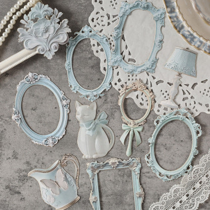 Royal Frames and Flowers Vintage Sticker -10 Pcs