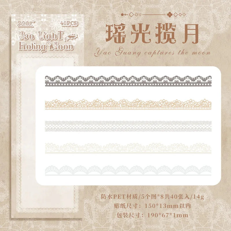 Vintage Lace Sticker- 40 Pcs