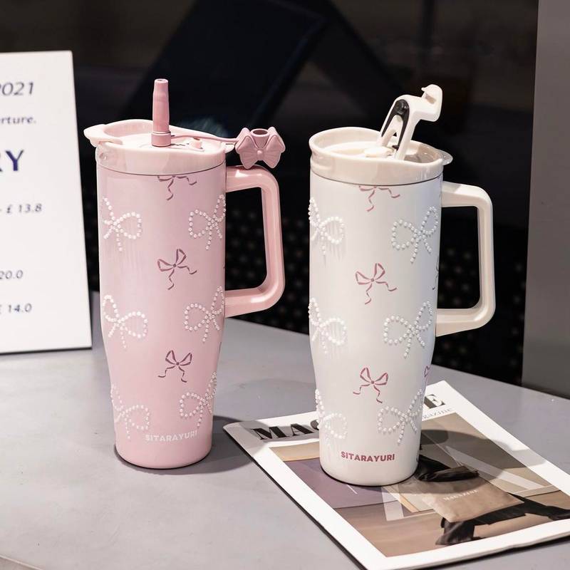 Pintresty Heart pearl  2 in 1 Sipper Plus Tumbler with Topper - 1200ML