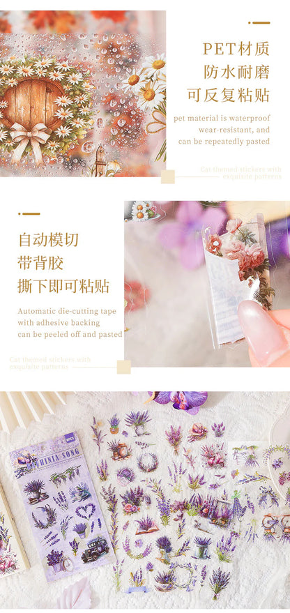 Kawaii Floral Vintage Sticker - 6 Sheets