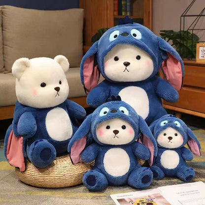 Stitch bear hoodie cap soft toy