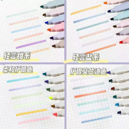 Morandi Pastel Highlighter Set - 6 Pcs