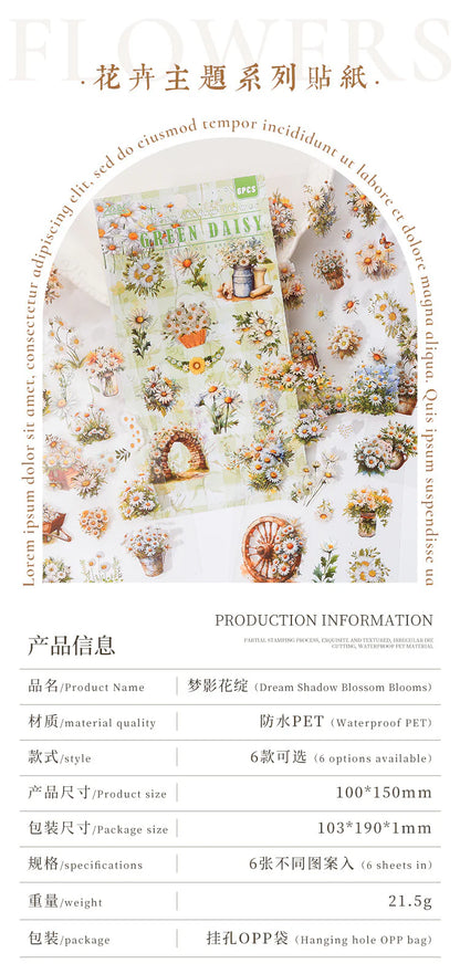 Kawaii Floral Vintage Sticker - 6 Sheets