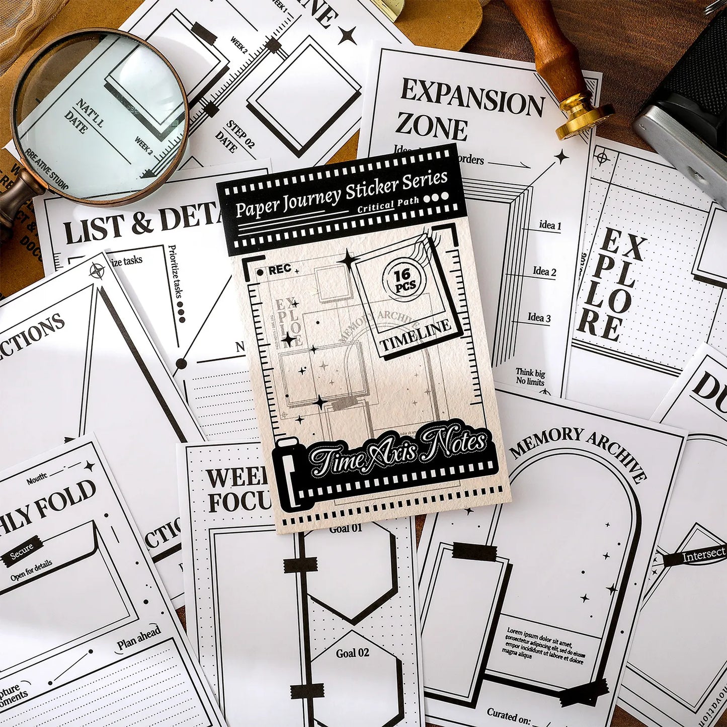 Paper Journaling Sticker Series - 16 Pcs