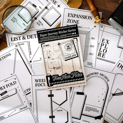 Paper Journaling Sticker Series - 16 Pcs