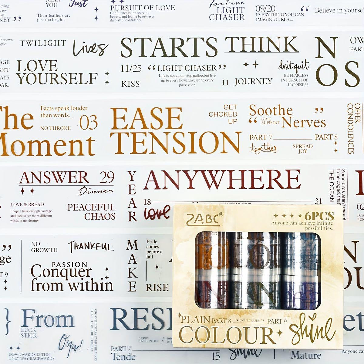 Wordings Journaling Sticker Tape Roll - 6 Pcs