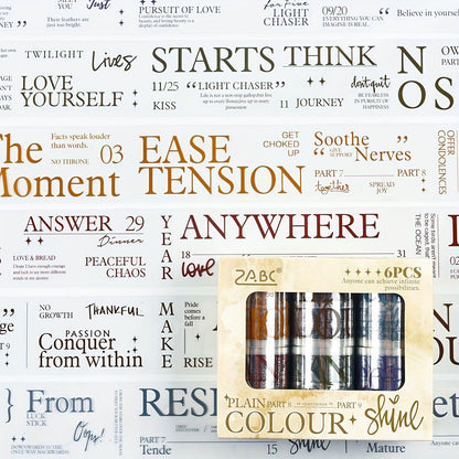 Wordings Journaling Sticker Tape Roll - 6 Pcs