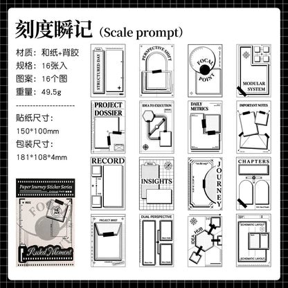 Paper Journaling Sticker Series - 16 Pcs