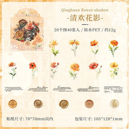 Flower Stamp Stickers - 40 Pcs