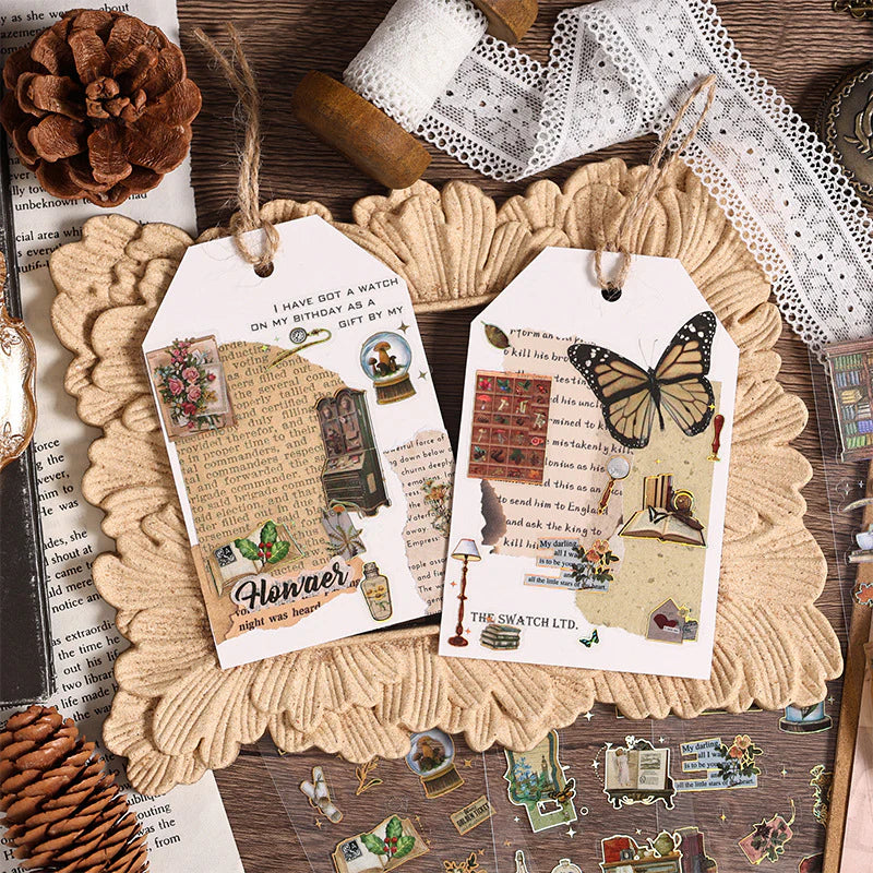 Vintage Material Journaling Sticker Sheet-3 Pcs