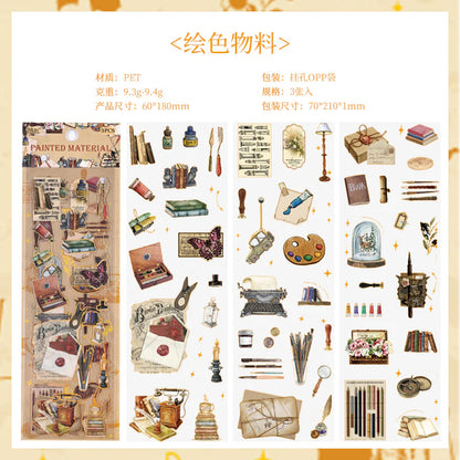 Vintage Material Journaling Sticker Sheet-3 Pcs
