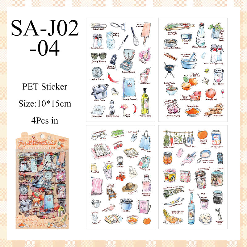 Vintage Materilistic things Sticker Sheet - 4 Pcs