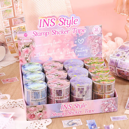 Flower Stamp Sticker Tape Roll
