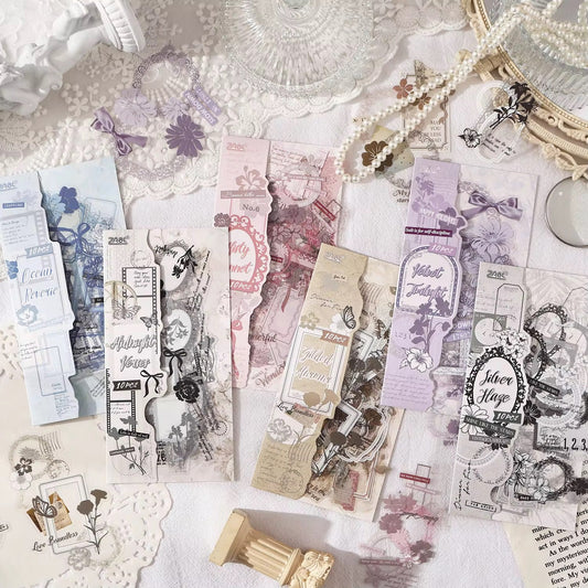 Floral pet vintage frame stickers - 10 pcs