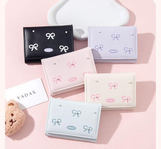 Korean Bow pearl mini wallet