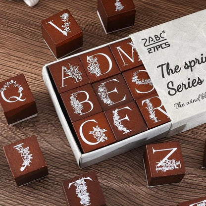 Floral Alphabet Wooden Stamp Set ( A to Z )