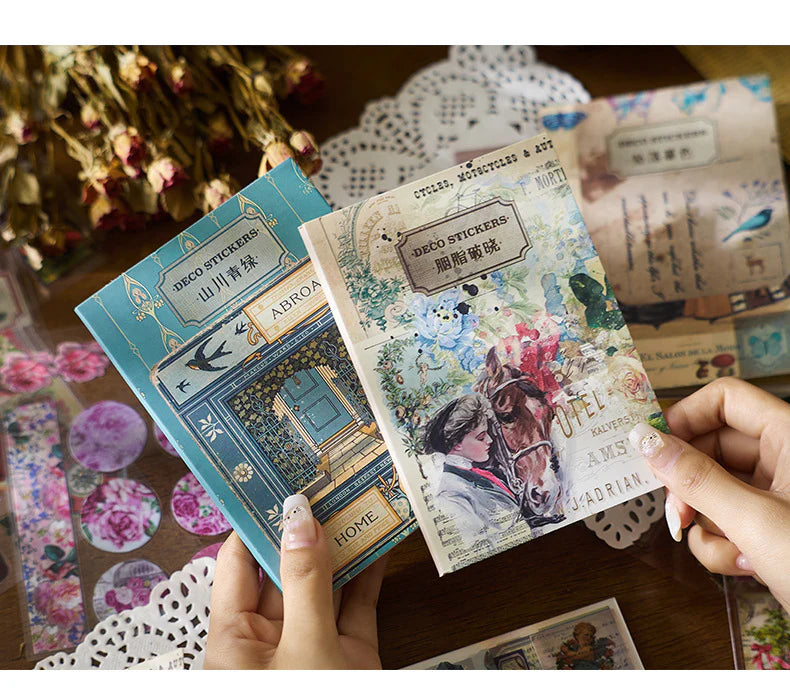 Vintage Retro Journaling Sticker Book - 20 Sheets