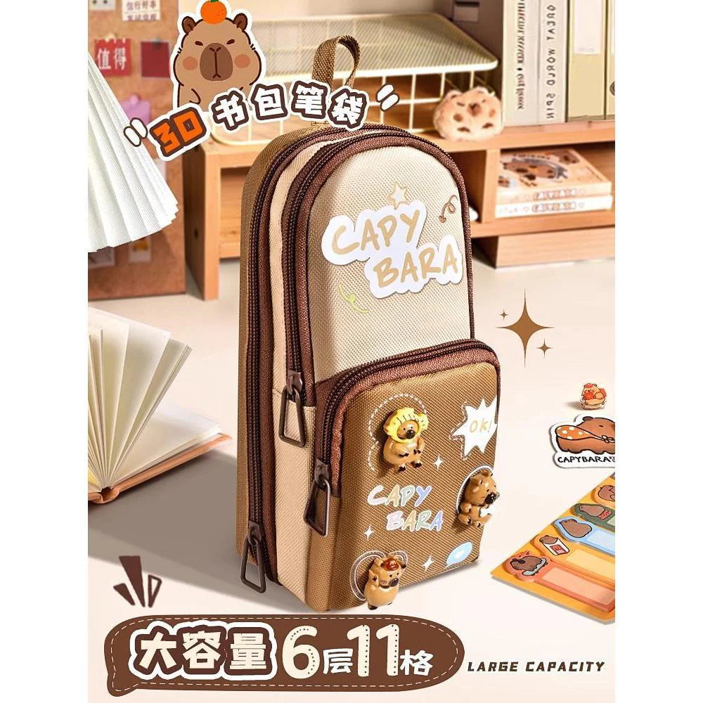 Kawaii Panda cappy beara pencil pouch - 3 zip