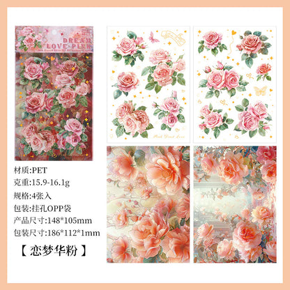 Vintage Rose Sticker - 4 Sheets