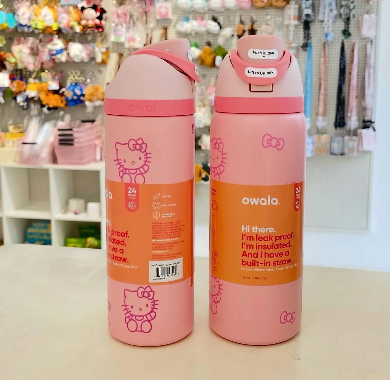 Owala FreeSip leakproof stainless steel bottle with straw - cute edition