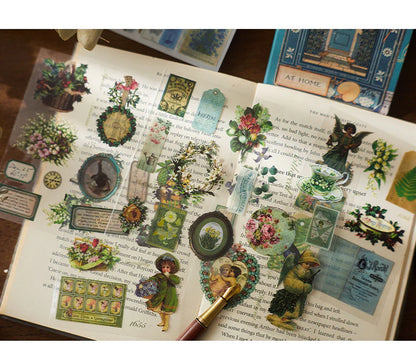 Vintage Retro Journaling Sticker Book - 20 Sheets