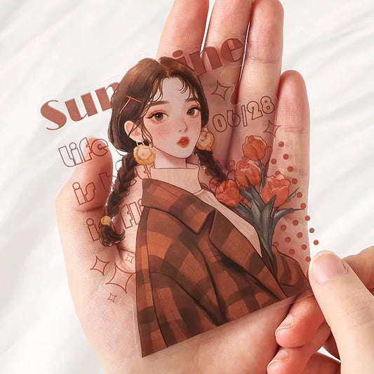 Vintage Girl Kawaii Sticker - 10 pcs