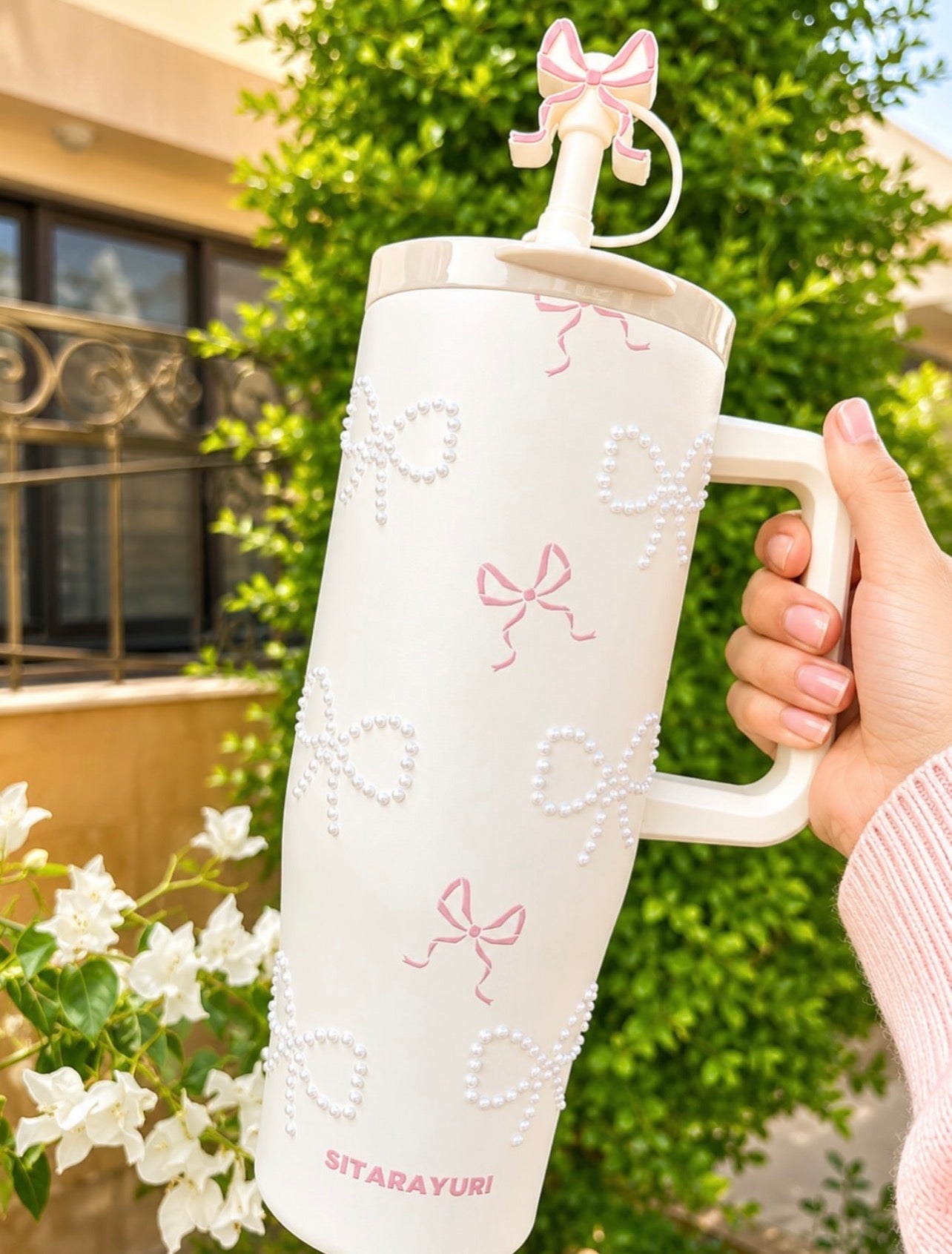 Pintresty Heart pearl  2 in 1 Sipper Plus Tumbler with Topper - 1200ML