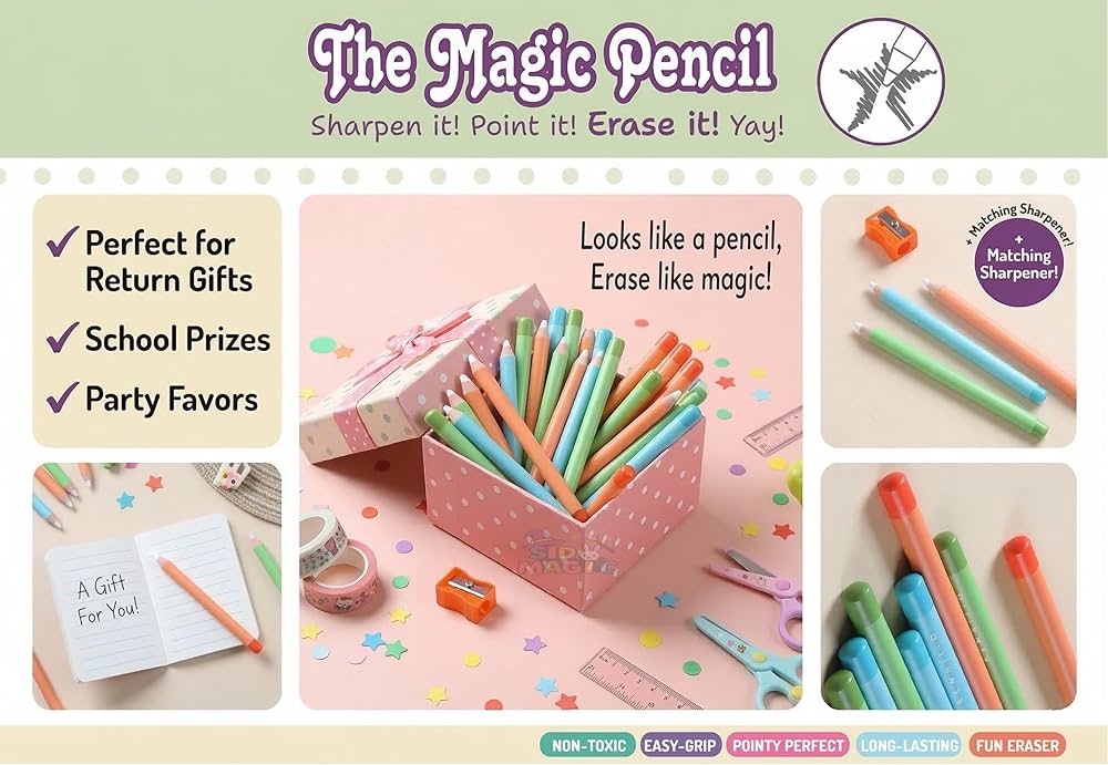 Magical Pencil Eraser with Sharpener