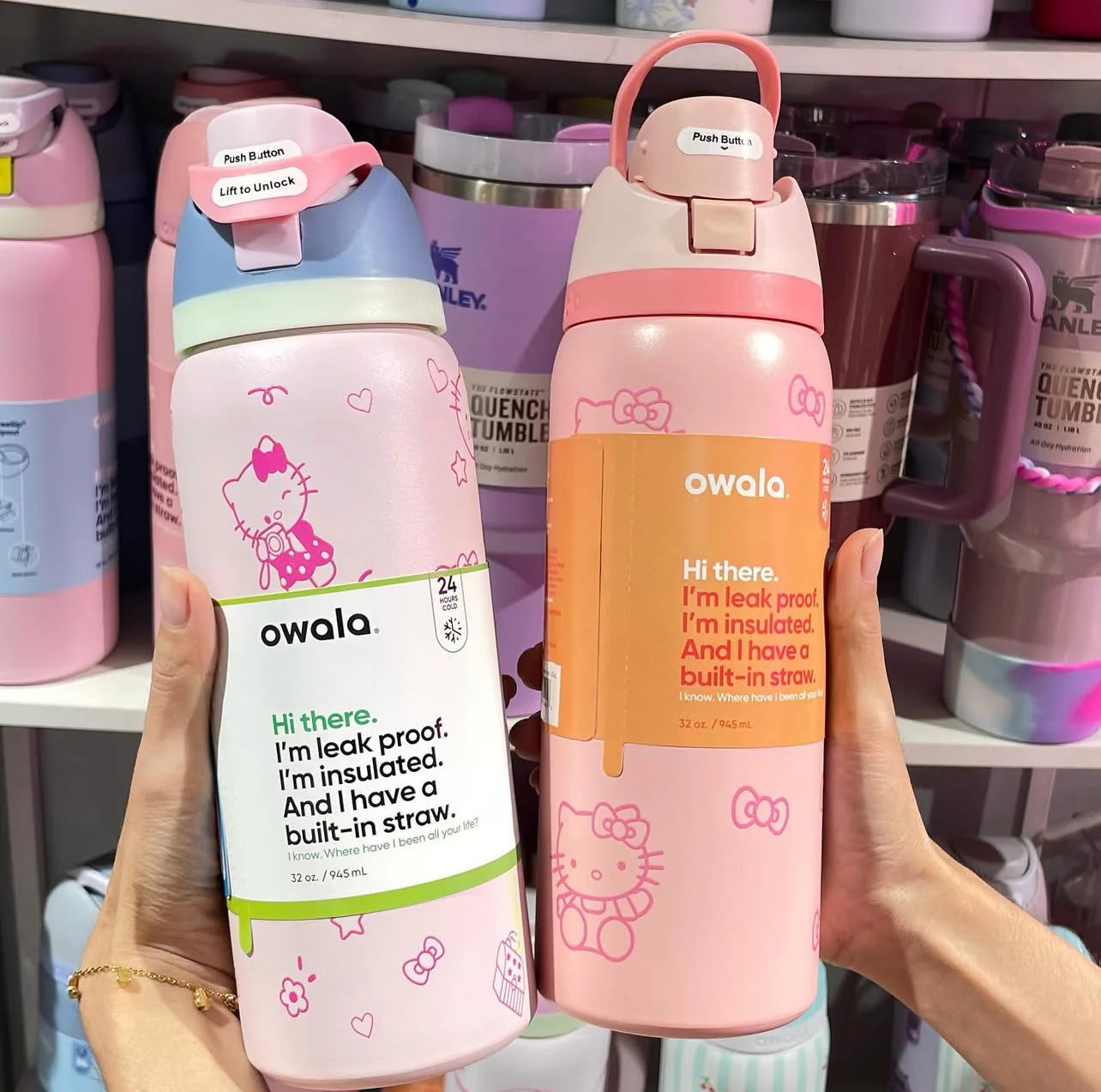 Owala FreeSip leakproof stainless steel bottle with straw - cute edition