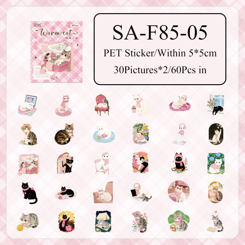 Cute Cat Sticker Box - 60 Pcs