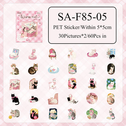 Cute Cat Sticker Box - 60 Pcs