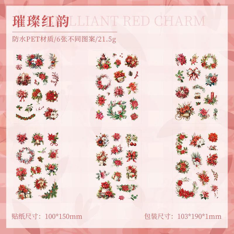 Kawaii Floral Vintage Sticker - 6 Sheets