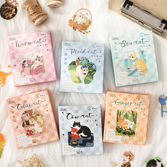 Cute Cat Sticker Box - 60 Pcs