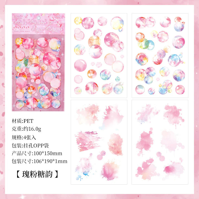 Colorful Bubble Sticker Sheet - 4 Pcs
