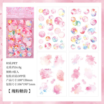 Colorful Bubble Sticker Sheet - 4 Pcs