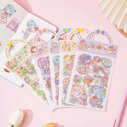Cute Kawaii Girl Sticker Sheet - 3 Sheets