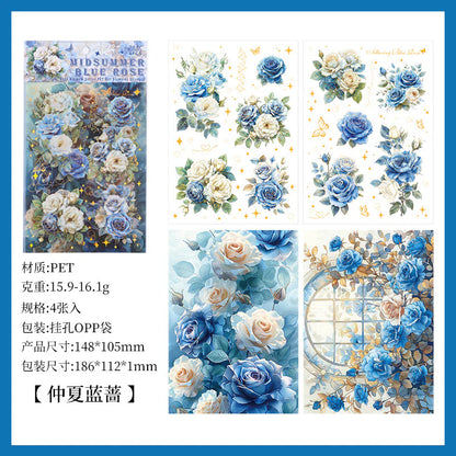 Vintage Rose Sticker - 4 Sheets