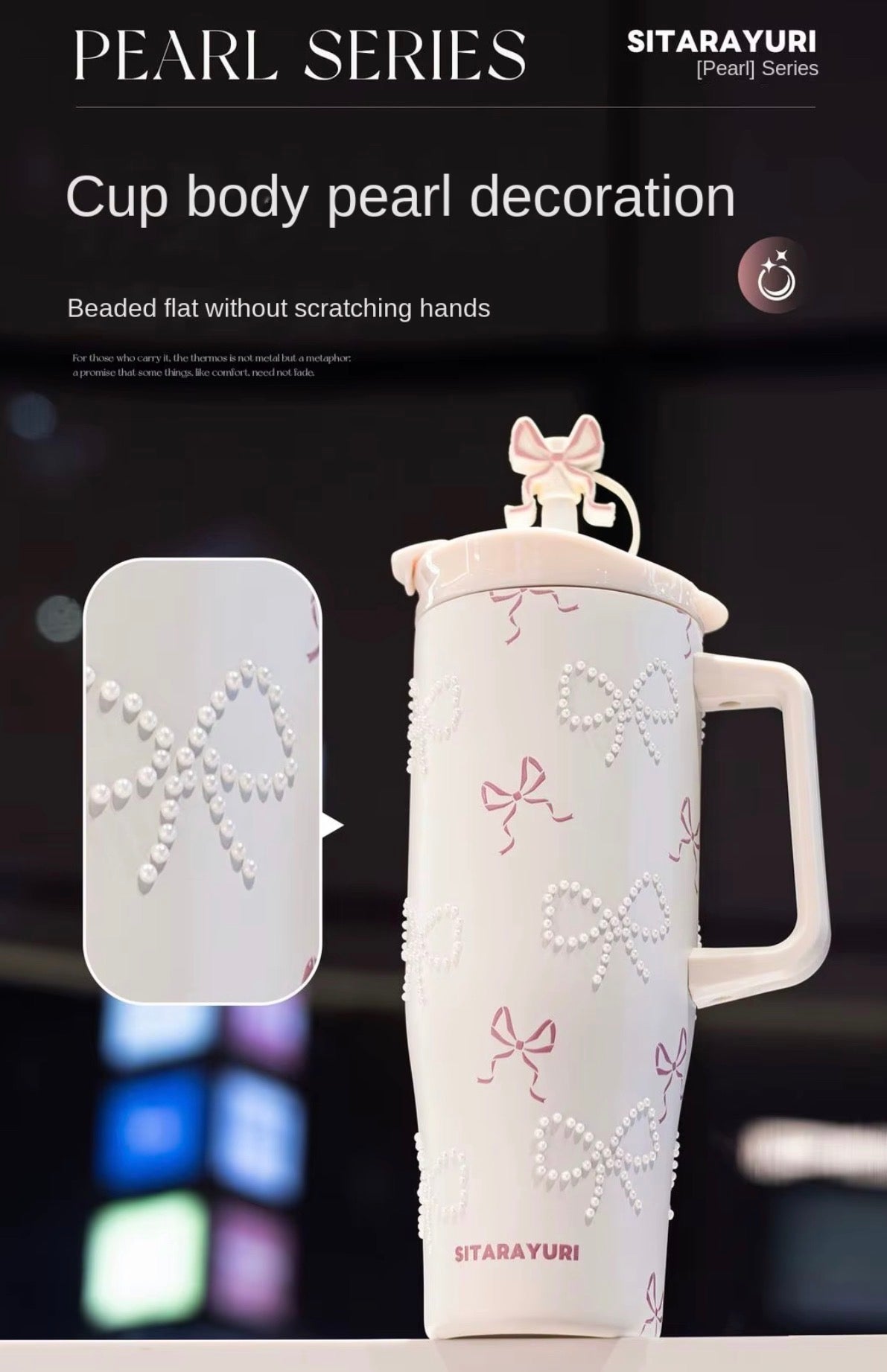 Pintresty Heart pearl  2 in 1 Sipper Plus Tumbler with Topper - 1200ML