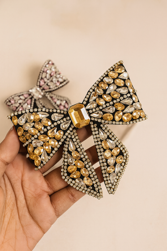 Bling luxury stone bow clip