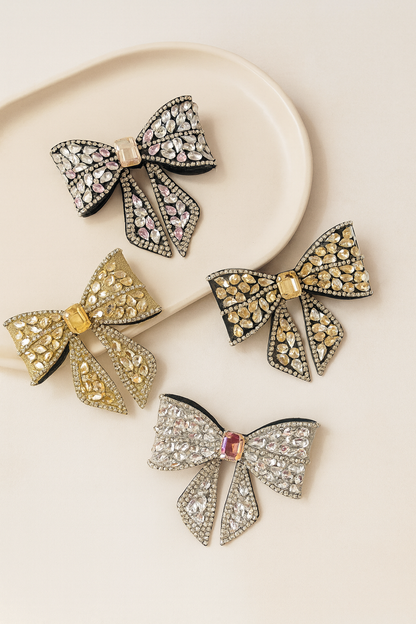 Bling luxury stone bow clip
