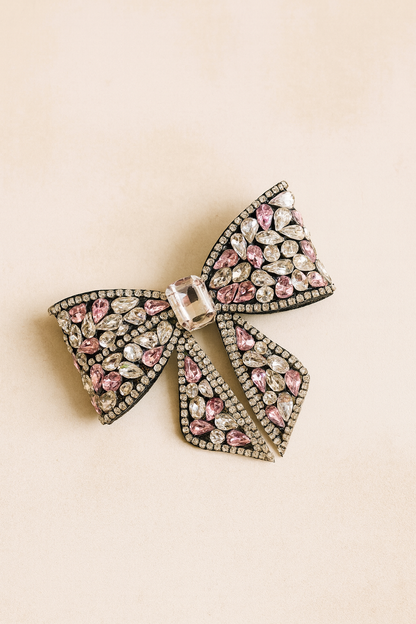Bling luxury stone bow clip