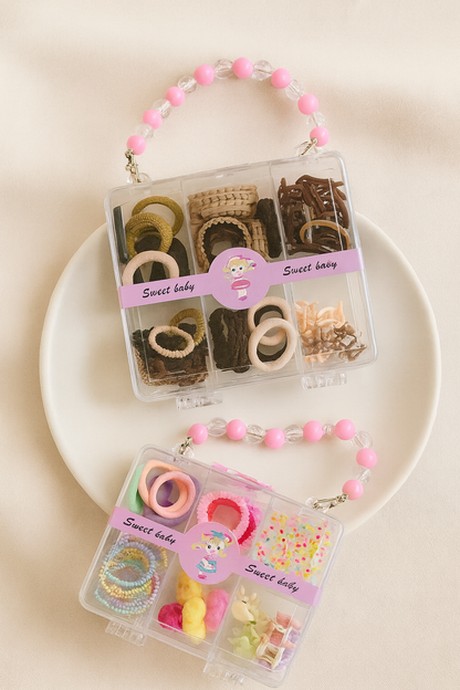 Kids handbag style hair accessories box set