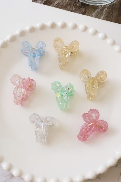 Luxury Holographic Bow Hair Claw Clip Medium