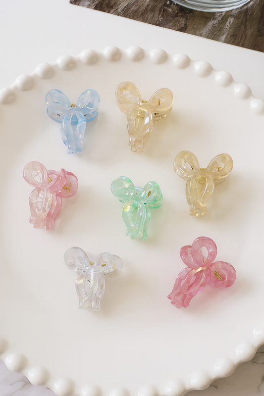 Luxury Holographic Bow Hair Claw Clip Medium
