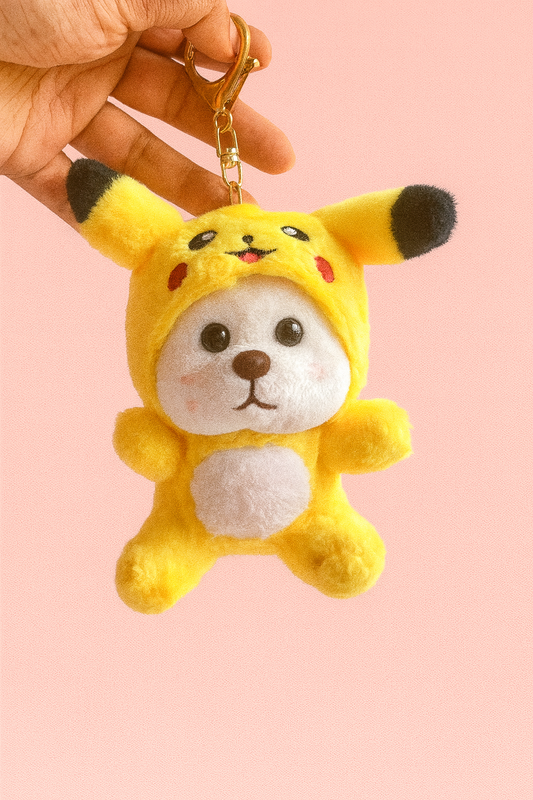 Pikachu bear plushy keychain