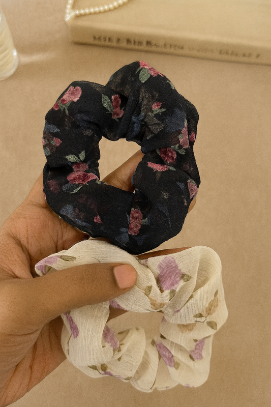 Floral soft scrunchies