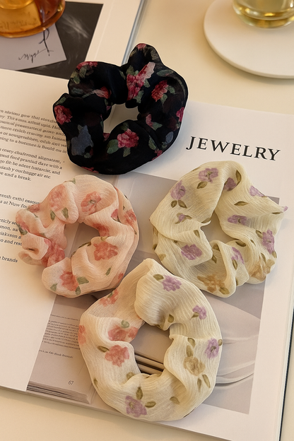 Floral soft scrunchies