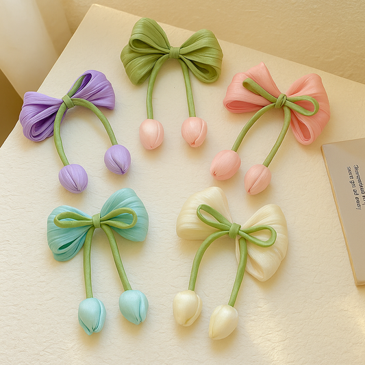 Tulip bow hair pin