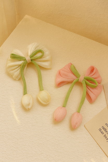 Tulip bow hair pin